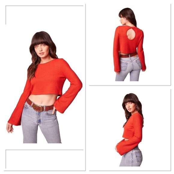 BOG Collective Boho Band Of The Free Alize Rust Long Sleeve‎ Flare Crop Top XS - Picture 1 of 11